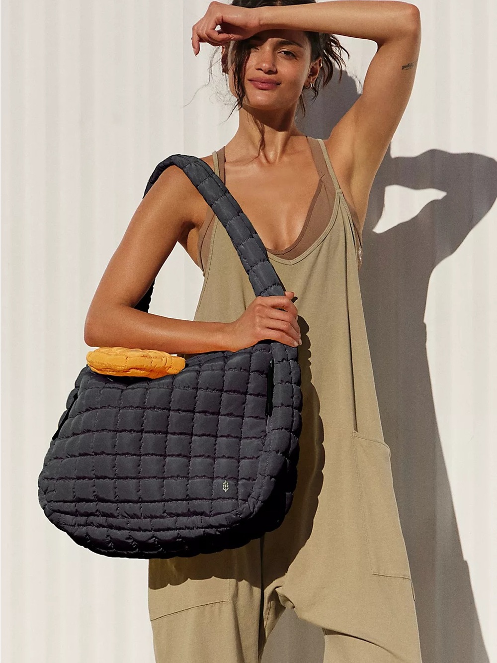 FP Movement by Free People Quilted Carryall Shoulder Bag in Graphite NWT 🩶🖤